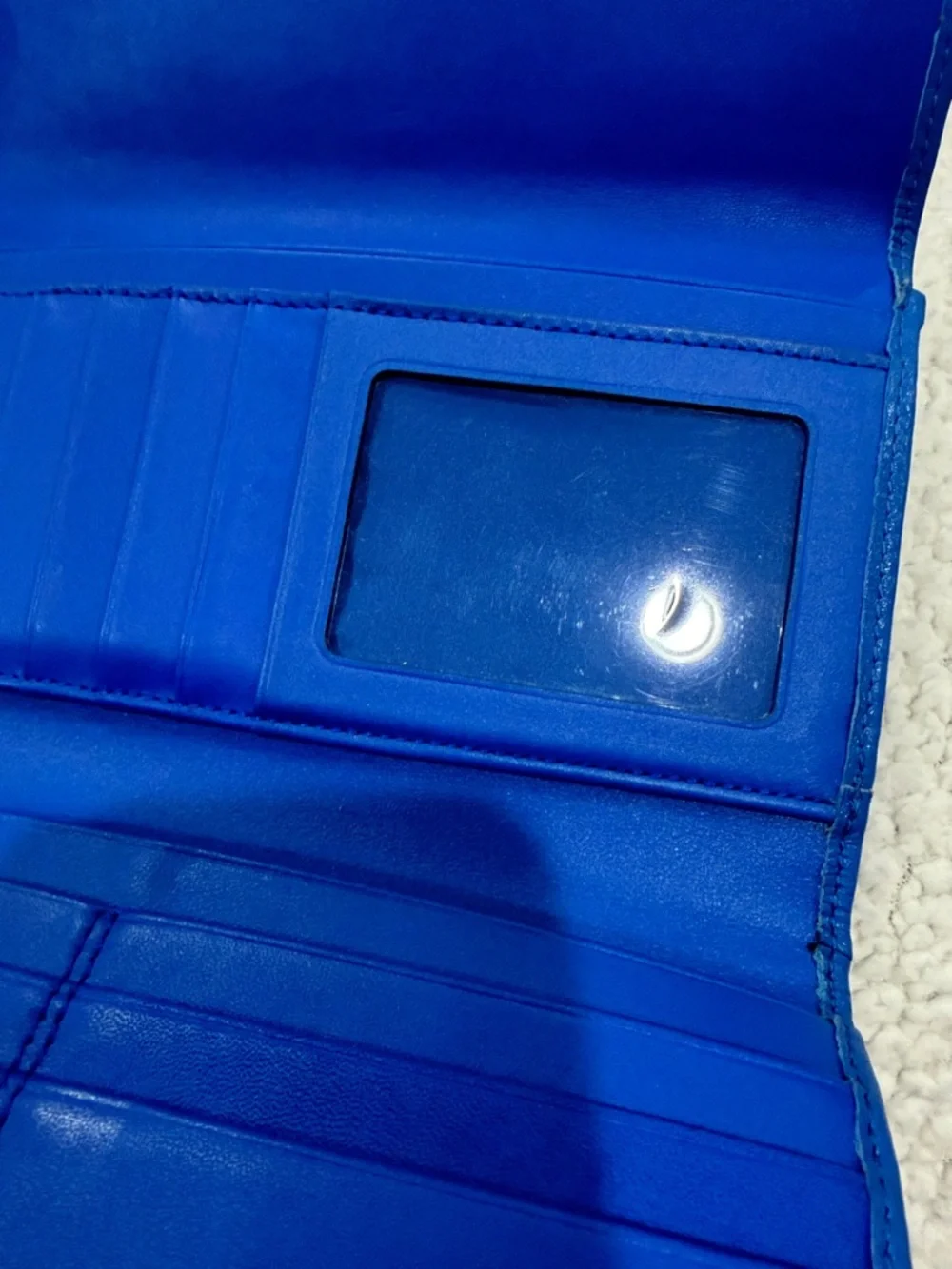 Coach Blue Leather Foldover Wallet - Picture 6 of 7